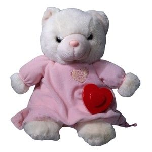 Vintage Chosun Heart to Heart plush teddy Bear Baby white pink pajamas gown 1997